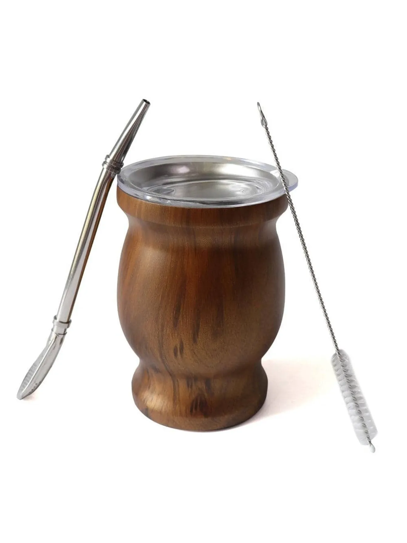 Juego de tazas Yerba Mate de 230ML de acero inoxidable, incluye cepillo de limpieza doble, pajita, taza aislante antiescaldado, artículos para té para el hogar