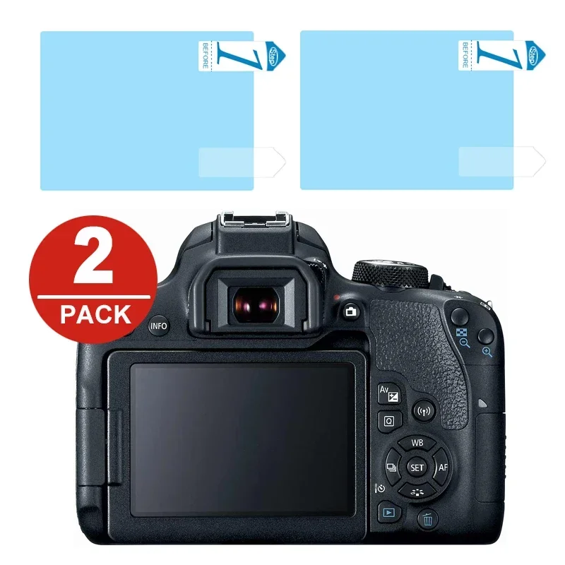 

For Canon EOS 6D 70D 77D 80D 90D 600D 650D 700D 750D 760D 800D 9000D 1200D 1300D 1500D 2000D 8000D 2x LCD Screen Protector Film