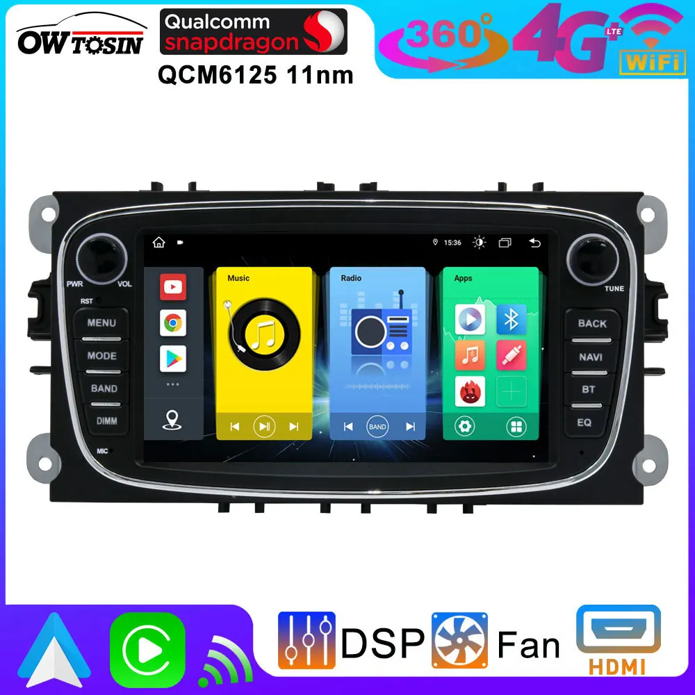 UIS7870 Android 13 12G + 256G Автомобильный GPS-навигатор Стерео для Ford Focus Mondeo S-Max C-Max Galaxy CarPlay DSP Экран Радиоплеер