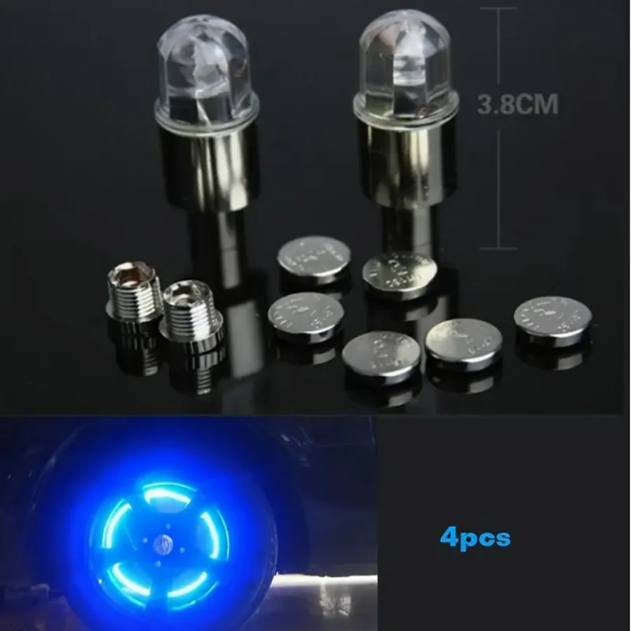 4PCS Car Wheel Tire Tyre Lights LED Blue Light Fit For Car Bike Motorcycle Car Tire Decoration Accessories