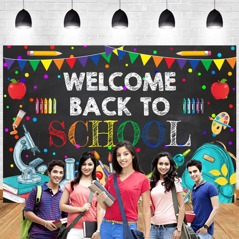 

Back To School Photo Backdrop Blackboard Pencil Book Classroom Students Graduation Decor Children Baby Photography Background