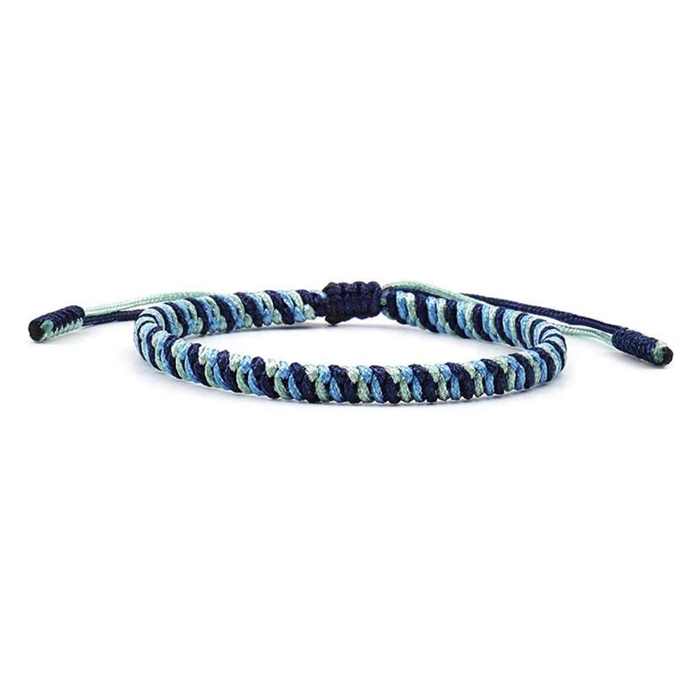 Handmade Tibetan Buddhist Lucky Tibetan Bracelets Simple Blue Rope Knot Bracelet Friendship Bracelet for Men and Women Gifts