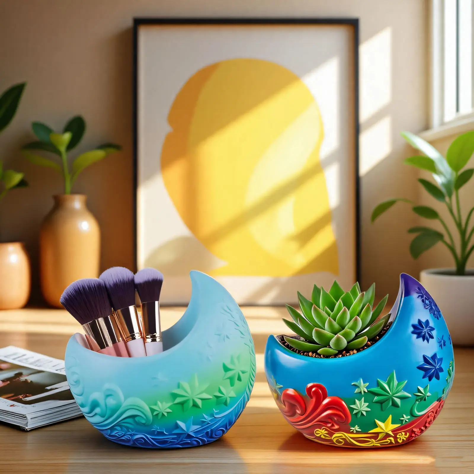 

DIY Epoxy Resin Mold Scented Candle Cup Vase Storage Silicone Mold Moon Flower Pot Plaster Decoration Candle Making Supplies