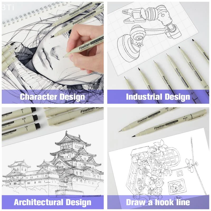 12 قطعة/المجموعة أقلام رسم قلم تحديد مانغا حروف أقلام رسم فني المجلات المائية اللوازم المدرسية القرطاسية الهدايا