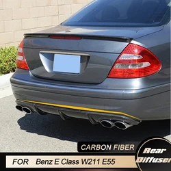 Rear Bumper Diffuser Lip for Mercedes Benz E Class W211 E55 AMG Sedan 4D 2002-2006 Rear Diffuser Lip Spoiler Carbon Fiber / FRP