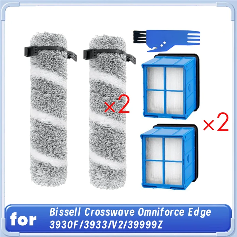 ABUD-For Bissell Crosswave Omniforce Edge 3930F/3933/V2/39999Z قطع غيار منظف الأرضيات مجموعة الفرشاة الرئيسية ومجموعة الفلتر