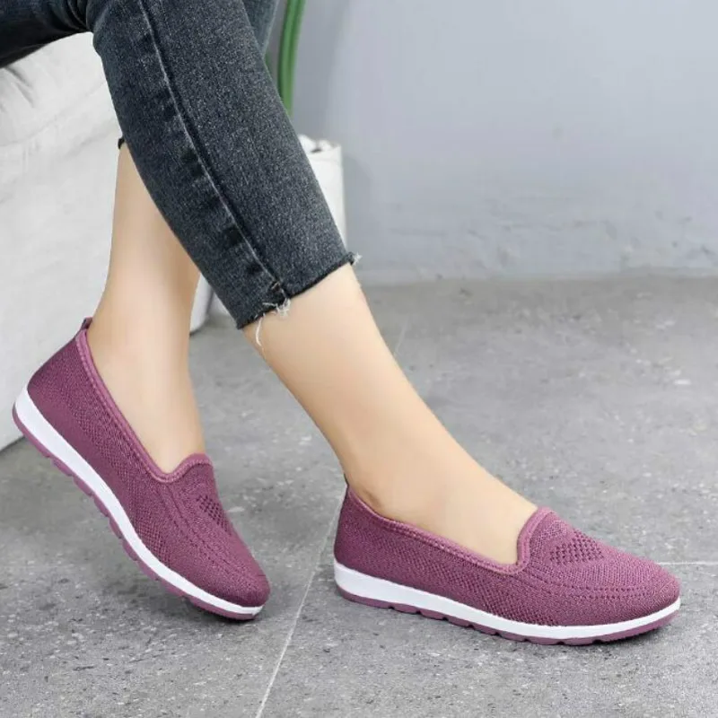 women\'s summer sneakers slip on flat shoes Women\'s Casual Loafers walking shoes Female Outdoor Mesh Soft Bottom Sports Shoes