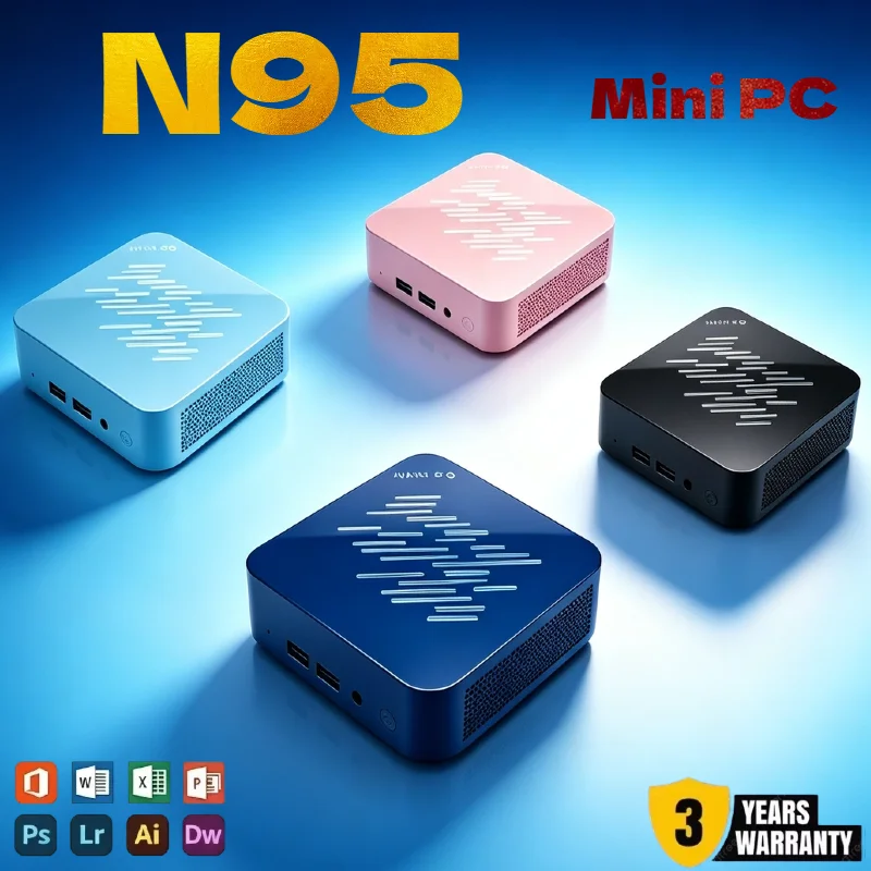 New Mini PC Daily Office Light Gaming N95 Mini Host 16GB RAM Fast Read SSD WiFi 6 Bluetooth 5.2 4K Resolution Small Desktop PC