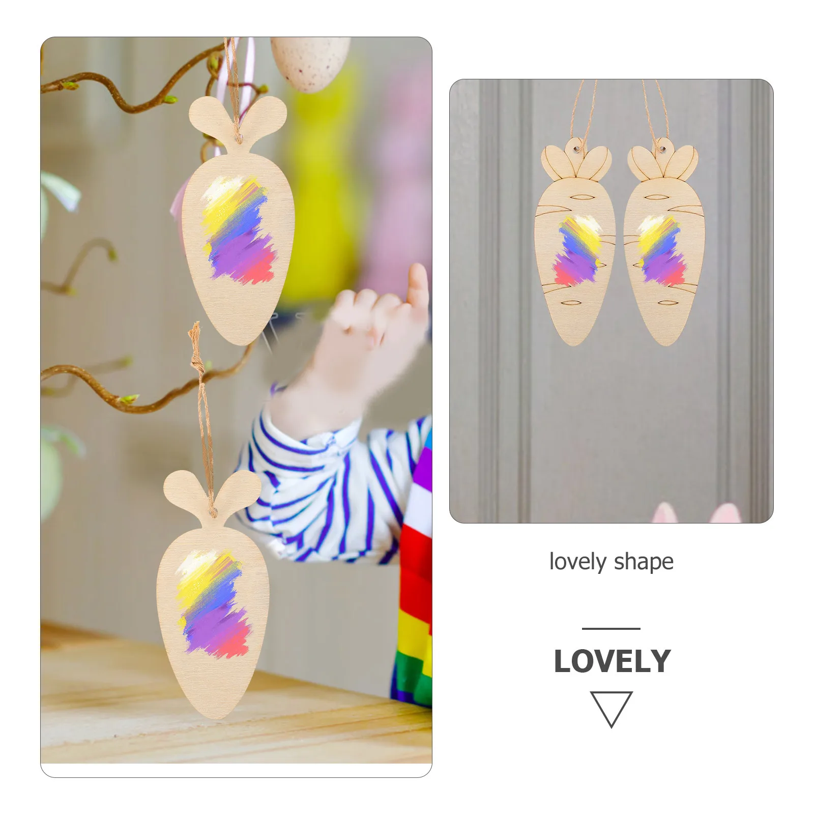 

36Pcs Carrot Wood Chips Unpainted Natural Wood Slices for DIY Easter Ornaments Handmade Decorations Craft Easter Carrot Chips