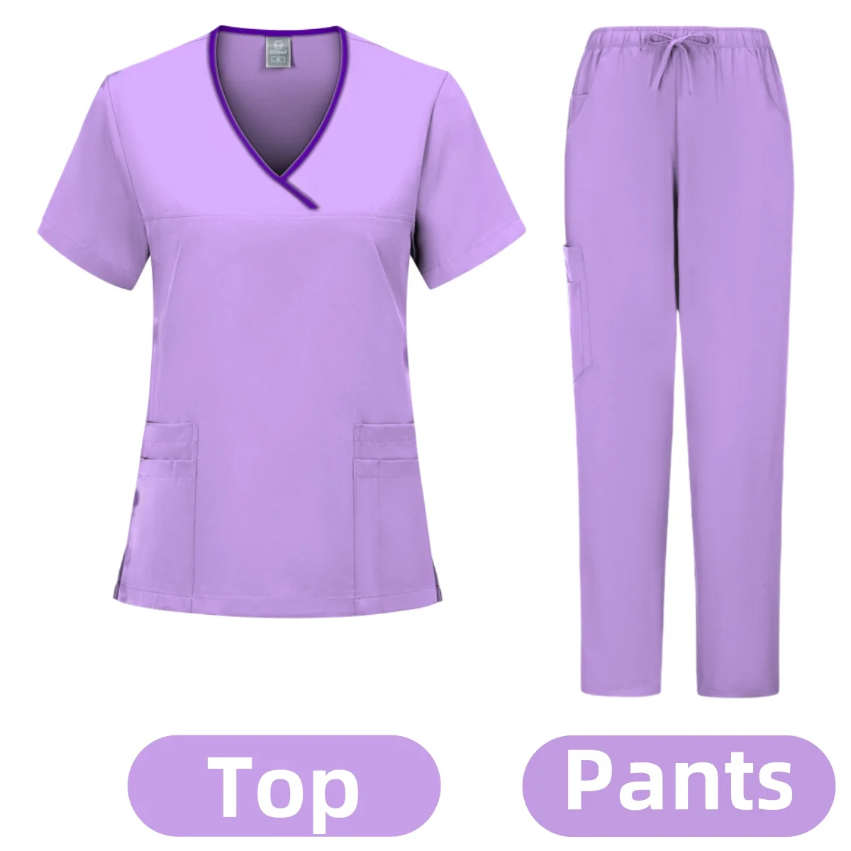 Multicolour Jogger Suits Doctor Nursing Uniforms Short Sleeve V-neck Tops Pocket Pants Nurse Scrubs Set Medical Clinical Clothes