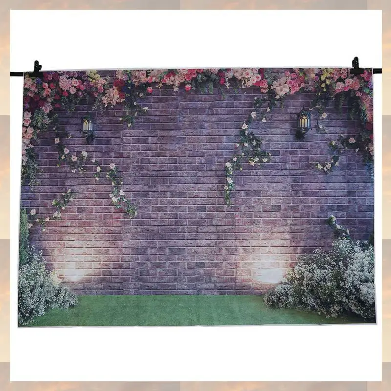 

2025 New-3Pcs 7X5ft Flowers Wall Photography Backdrops Brick Backdrop Spring Stuido Background