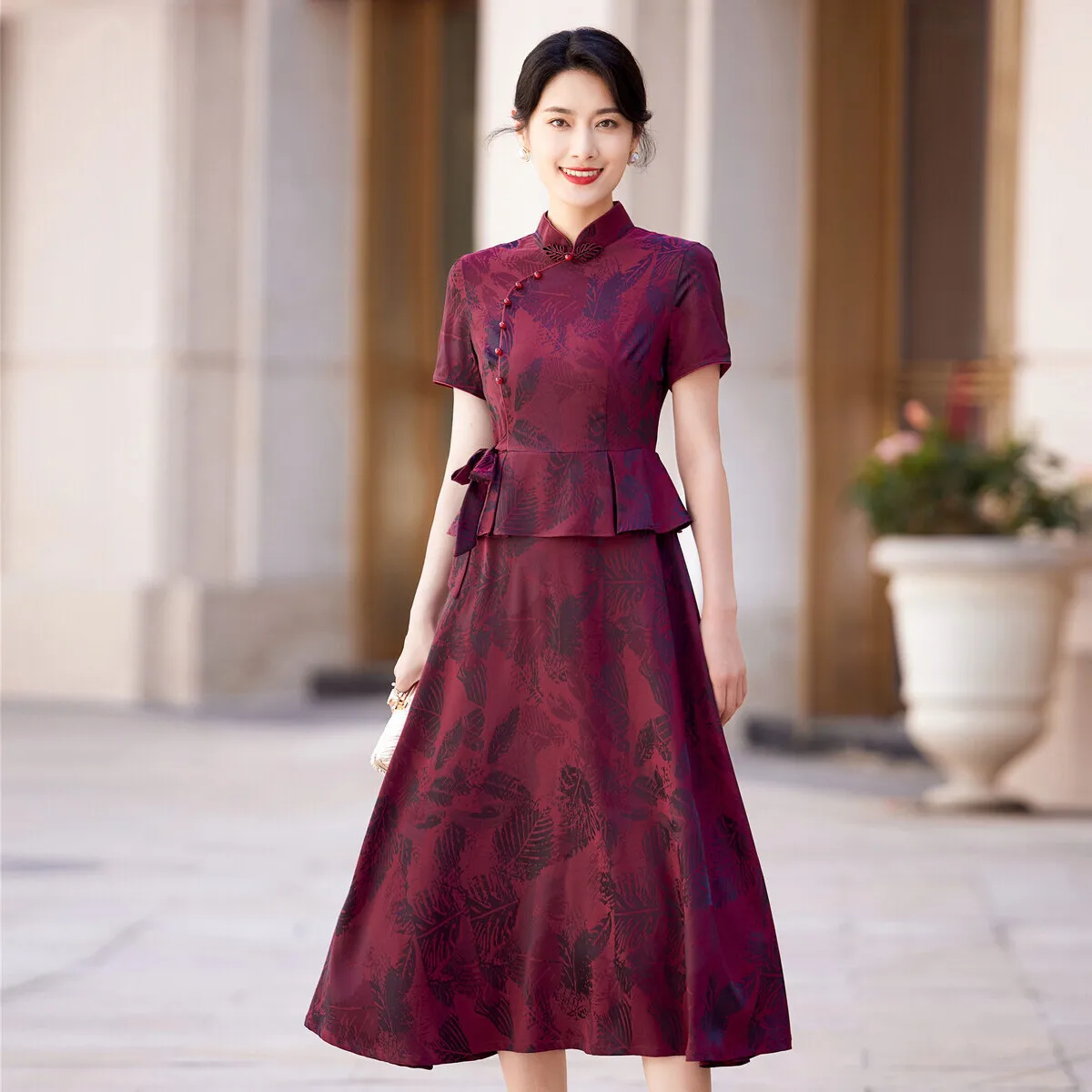 

Yourqipao 2023 Chinese Wedding New Stand-up Collar Cheongsam Dress Fake Two-piece Tang Suit Mother of The Bride Evening Dresses