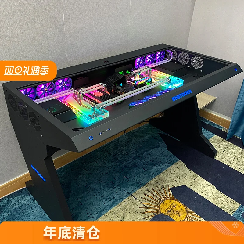 

btooer computer case integrated table cool sci-fi water-cooled special-shaped built-in fully transparent large case gaming table