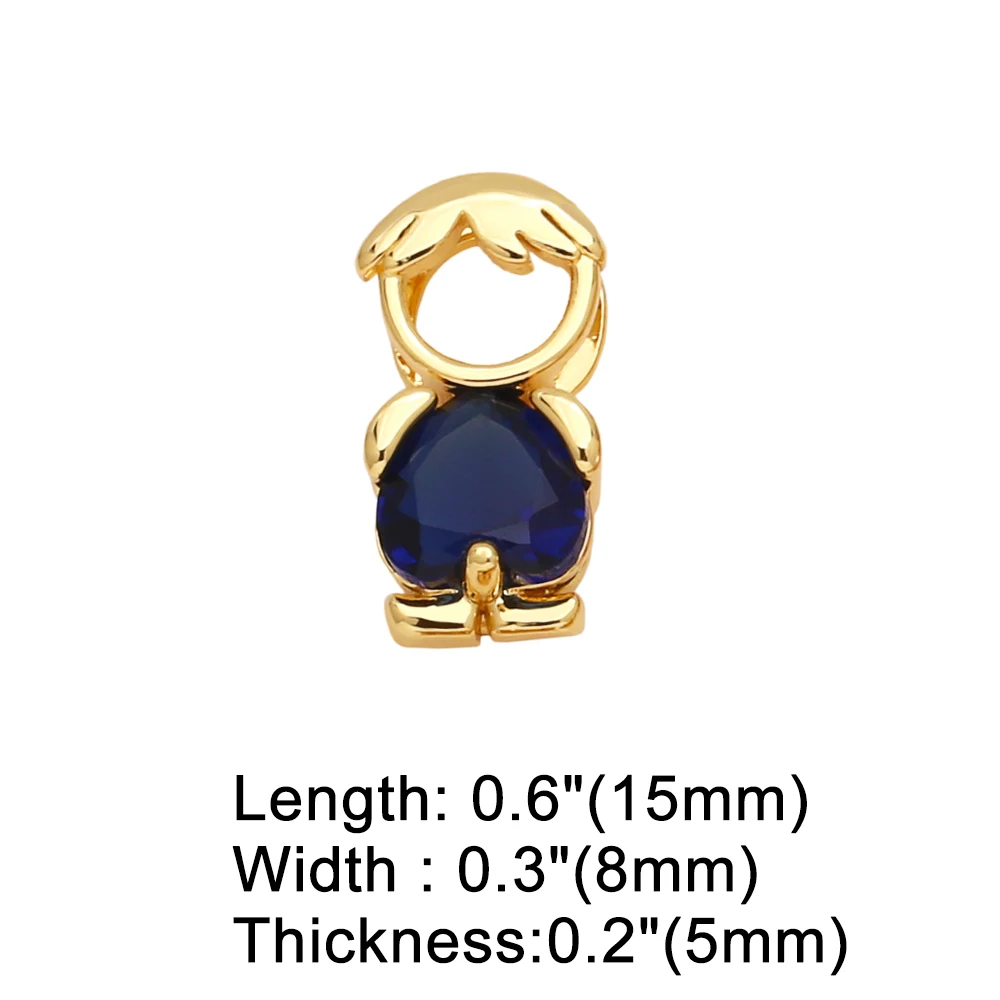 OCESRIO Multicolor Heart Crystal Little Boy Pendant for Necklaces Copper Gold Plated Jewelry Making Supplies Handmade pdtb613