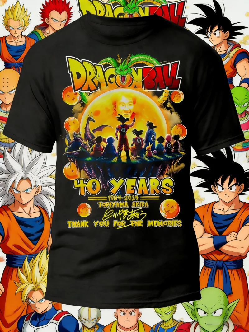 2026 Neues Sommer-T-Shirt zum 40-jährigen Jubiläum von Dragon Ball mit Son Goku, 100% Baumwolle, Anime-Druck, Übergröße, Lässige Streetwear, Unisex, Y2k