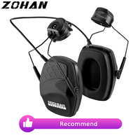 ZOHAN Electronic Shooting Earmuffs Hearing Safety Protection Noise Reduction Headphone Suit For Tactical Helmet ARC Rail Adapter