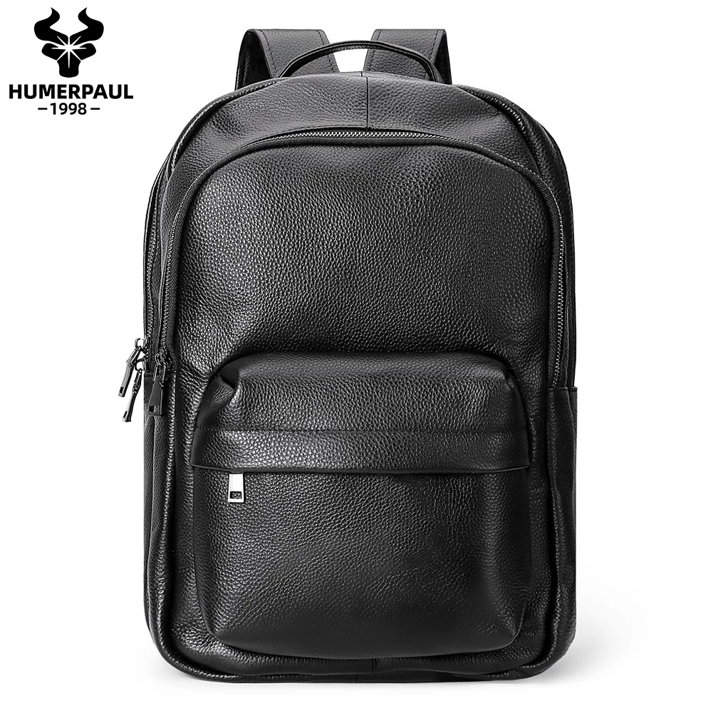 HUMERPAUL 100%Genuine Leather Bag For Men New High-Quality Luxury Solid Senior Backpack Computer Laptop high-capacity Bag