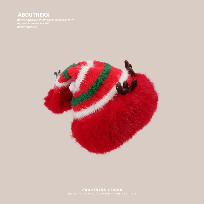 

Winter Santa Hat Knitted Hat Keep Warm Plush Hat Bucket Hat Windproof Pullover Hat Woolen Hat Autumn Christmas Halloween Gifts