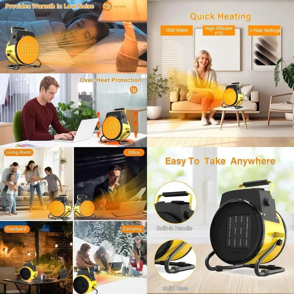 

Portable Ceramic Heater for Outdoor Spaces, 3-Mode, Safe Overheat Protection for Patio, Deck, and Greenhouse
