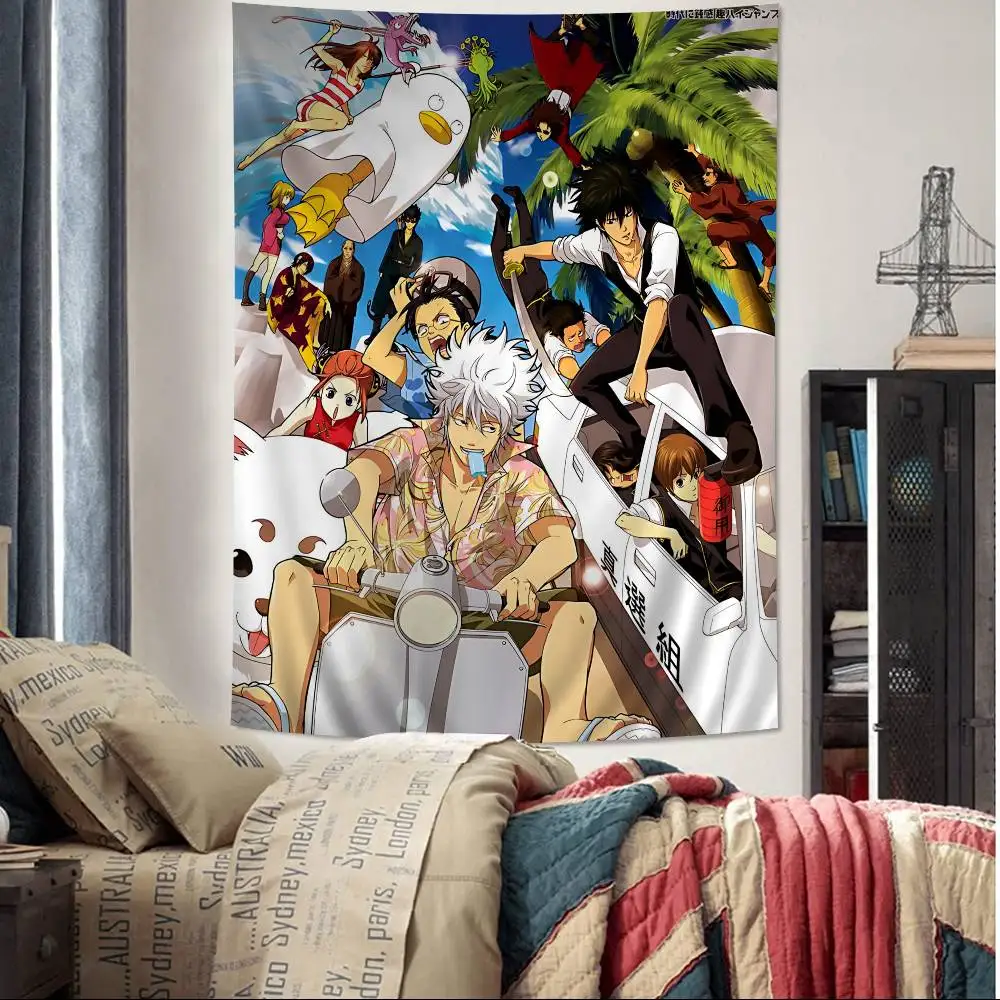 Anime G-Gintama Funny Colorful Tapestry Wall Hanging Bohemian Wall Tapestries Mandala Wall Art Decor