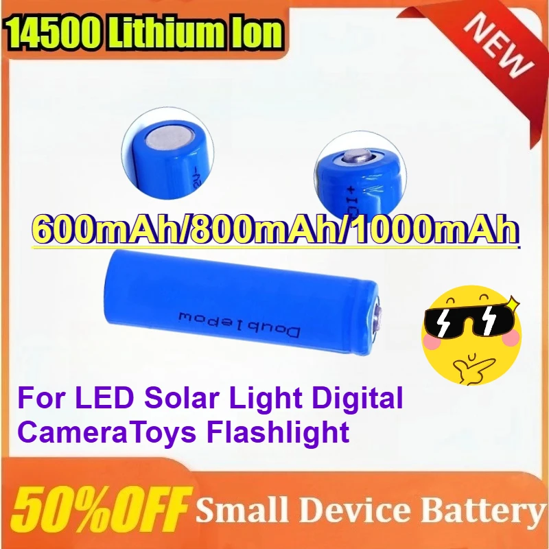 

3.7V AA 1000mAh 14500 Lithium Ion Rechargeable Battery For LED Solar Light Digital Camera Toys Flashlight Rechargeable batteries
