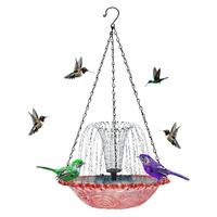 Birdbaths For Outdoors Solar Bird Fountain Hangable Drinking Feeder Decor Bath For Outside Garden Patio Hummingbird Balcony