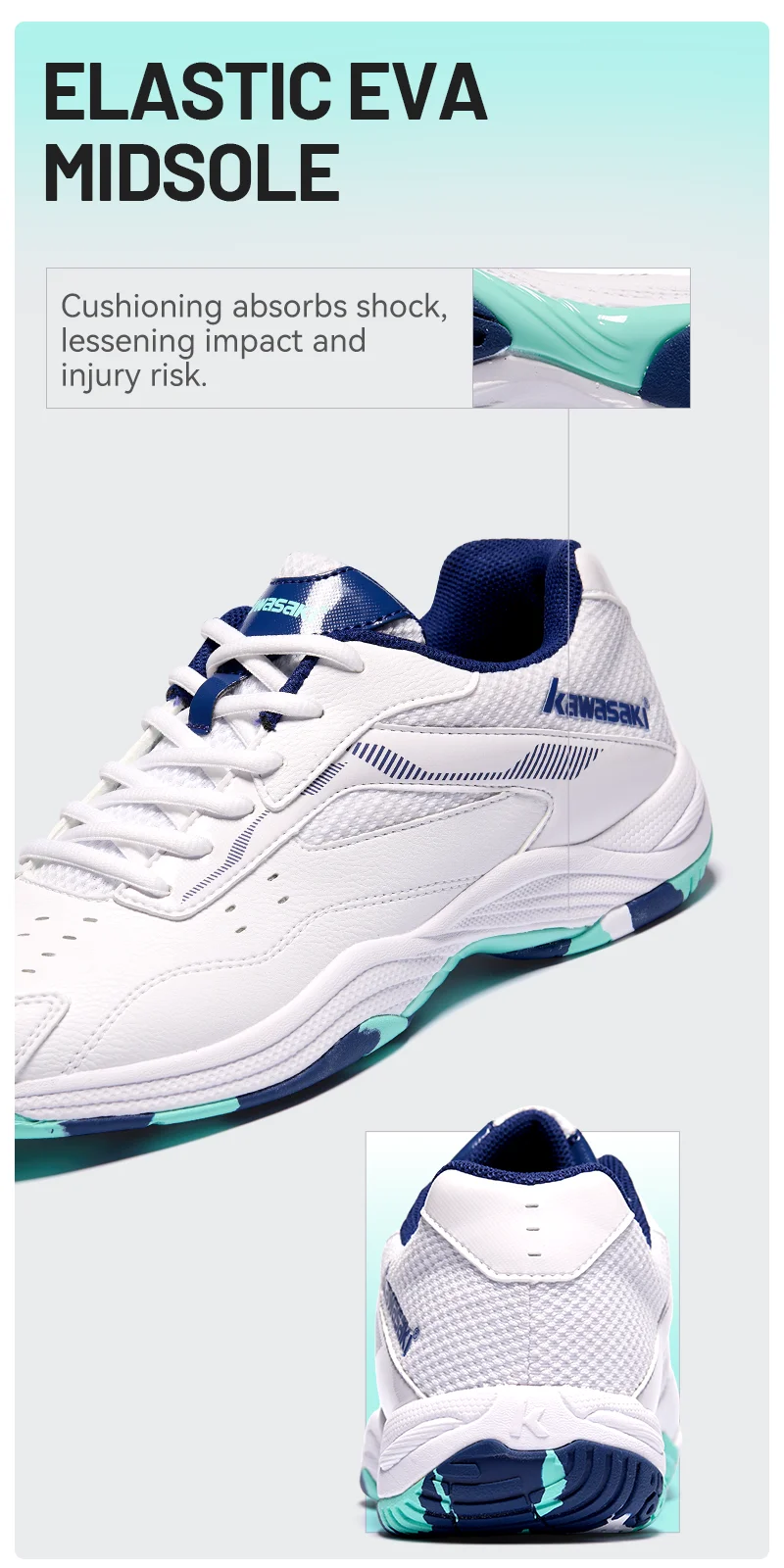 Kawasaki Herren Badminton Schuhe Professionelle Sportschuhe für Frauen Atmungsaktive Indoor Court Sneakers K-086 – Detail 7