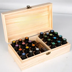 25 Grid Essential Oil Carrying Case Wooden Storage Box Organizer Aromatherapy Container Treasure Jewelry Storage Box