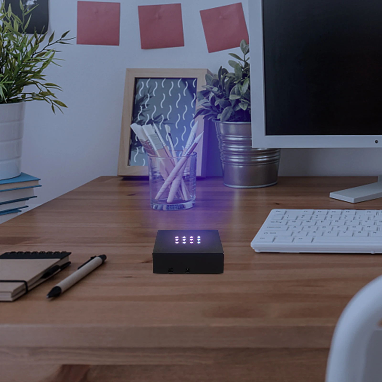 

LED Mahjong Lamp Holder Square Plastic LED Light Display Stand Colorful Holder for Table Decoration Eu Plug