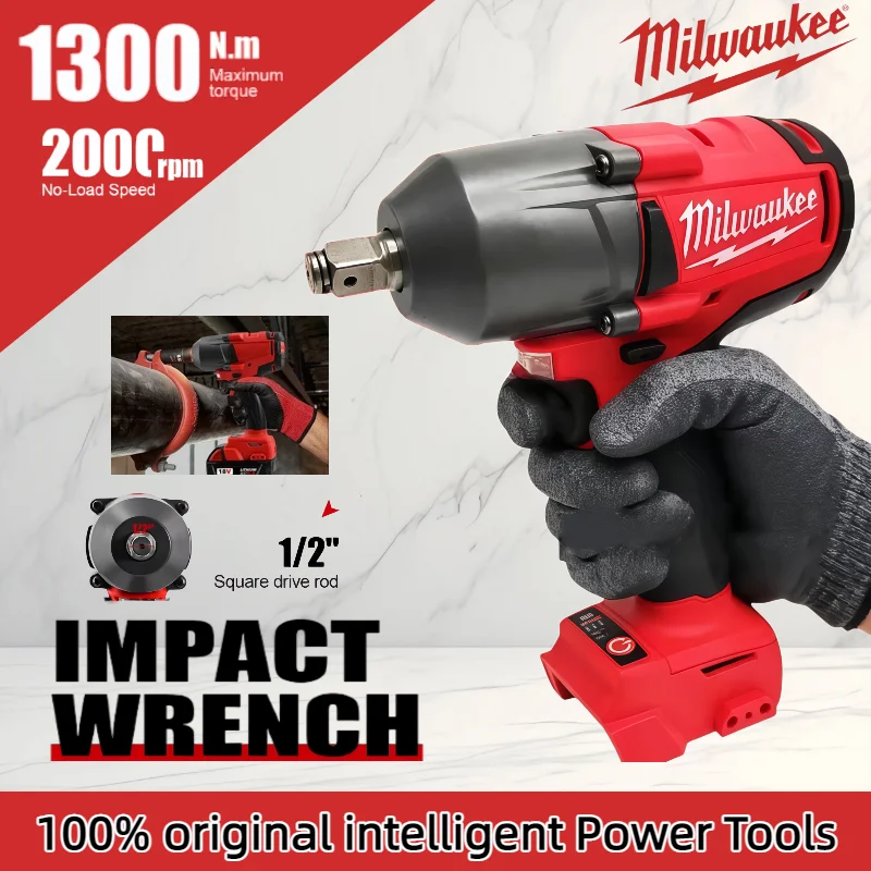 ميلووكي 1300NM مفتاح كهربائي لاسلكي عزم دوران كبير فرش تأثير وجع سيارة شاحنة إصلاح أدوات كهربائية بطارية 18 فولت