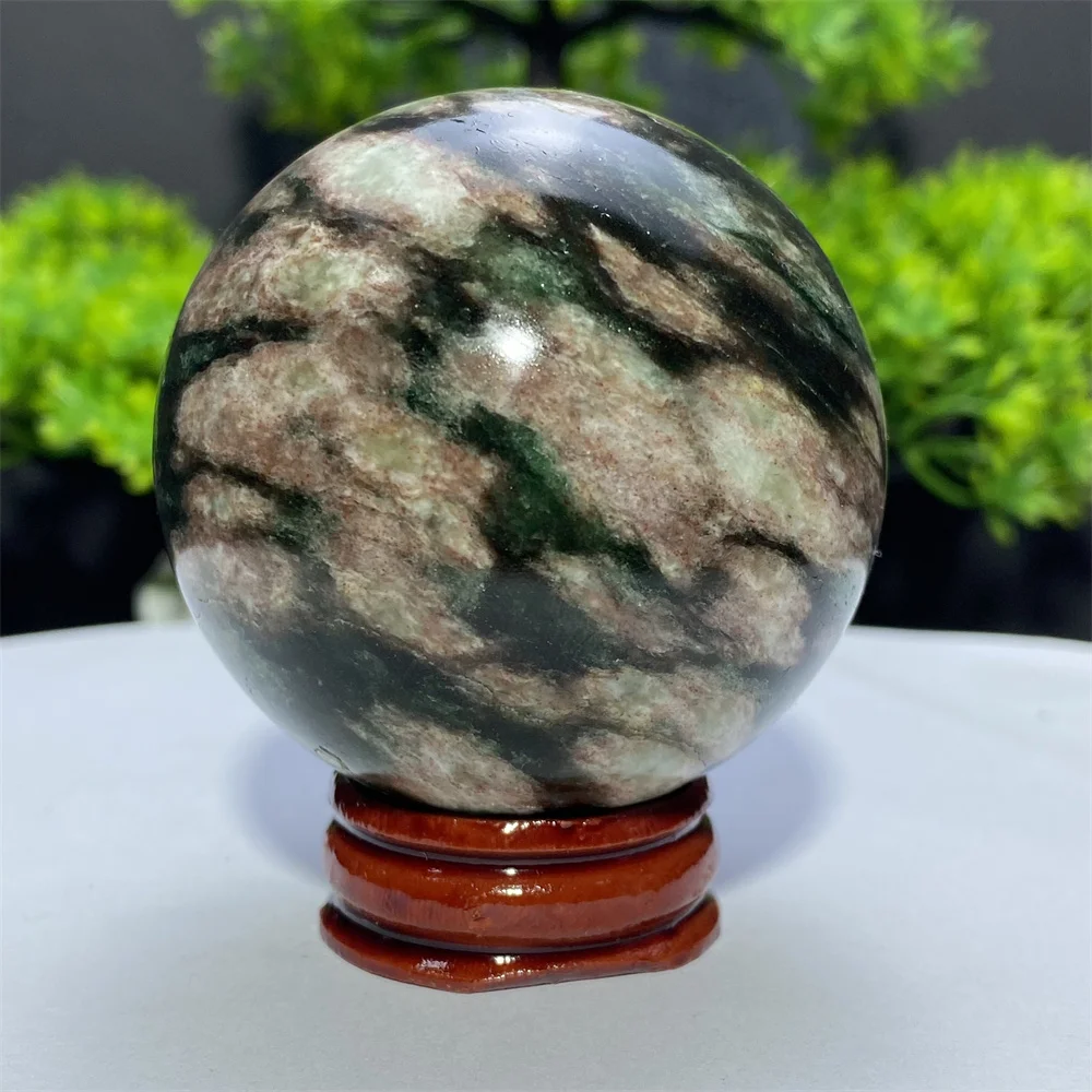 Natural Pink Green Mica Crystal Ball Mineral Massaging Sphere Reiki Meditation Energy Stone Home Decoration Exquisite Gifts