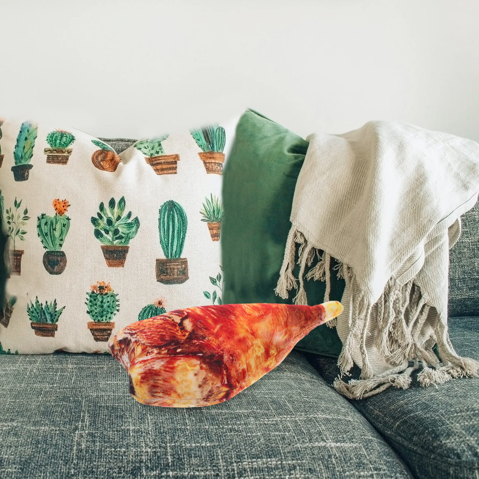 창의적인 로스트 푸드 모양 베개 장식용 인형 소파 쿠션, 독특한 시뮬레이션 힘줄 로스트 비프 쿠션