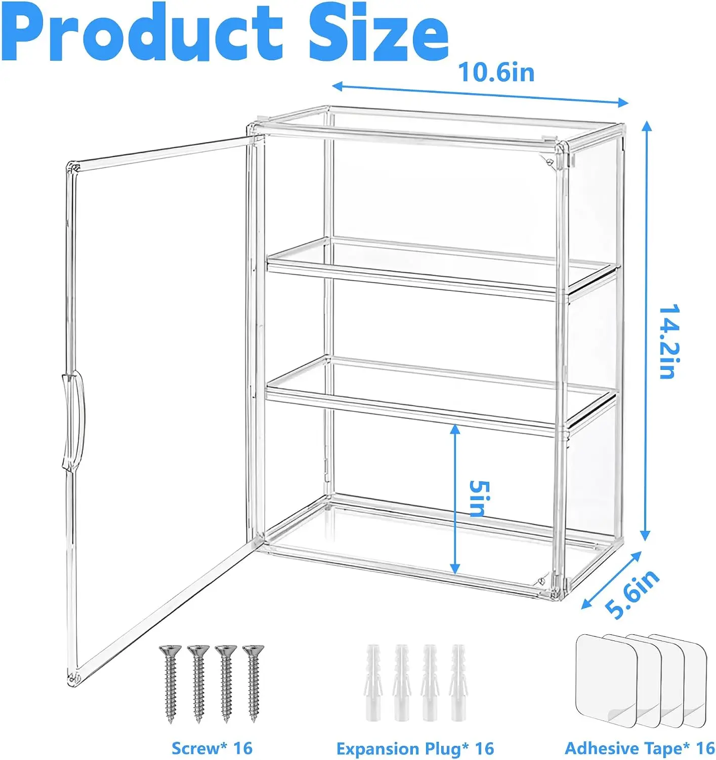 3 Tier Clear Display Case for Figures,Acrylic Storage Organizer Box, 4 Pack