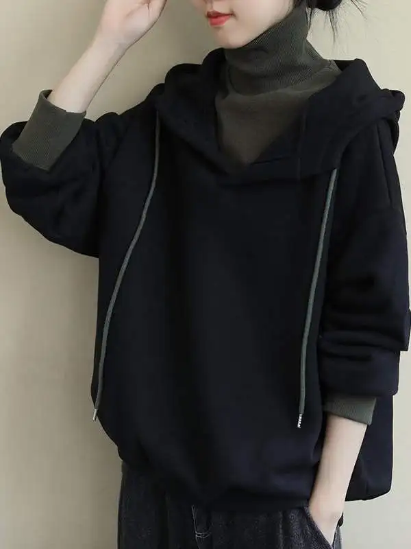 

Утепленная флисовая толстовка с высоким воротником, оверсайз, модная, антивозрастная верхняя одежда, женское осенне-зимнее повседневное комфортное пальто