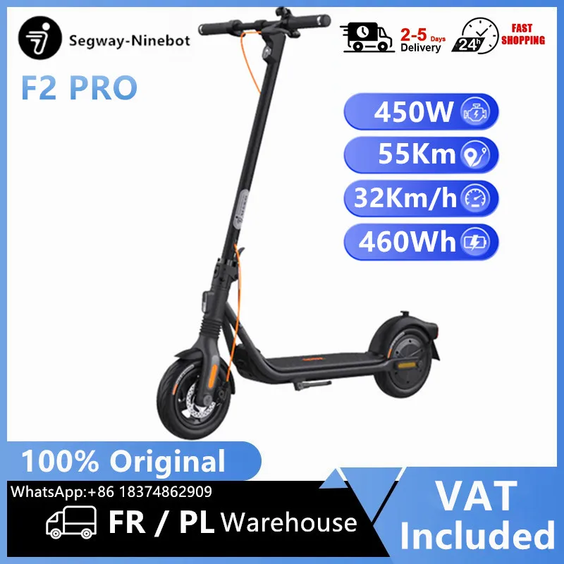 EU STOCK Original Ninebot By Segway F2 Pro Electric Scooter 32km/h Max Speed 900W Motor 55km Max Range Kickscooter