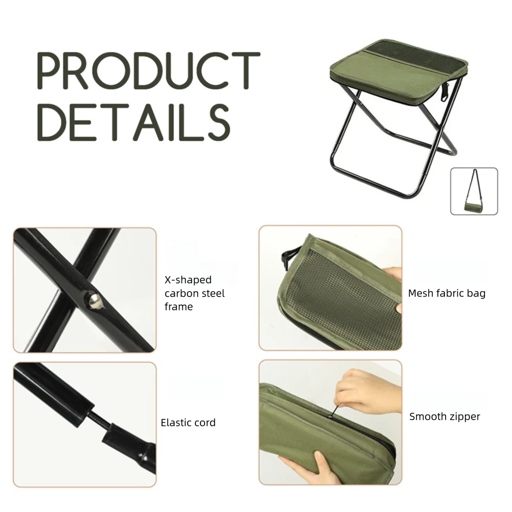 Outdoor Camping Folding Chair,Portable Backpack Stool for Fishing Picnics,Lightweight Collapsible Footstool for Hiking Travel image 4