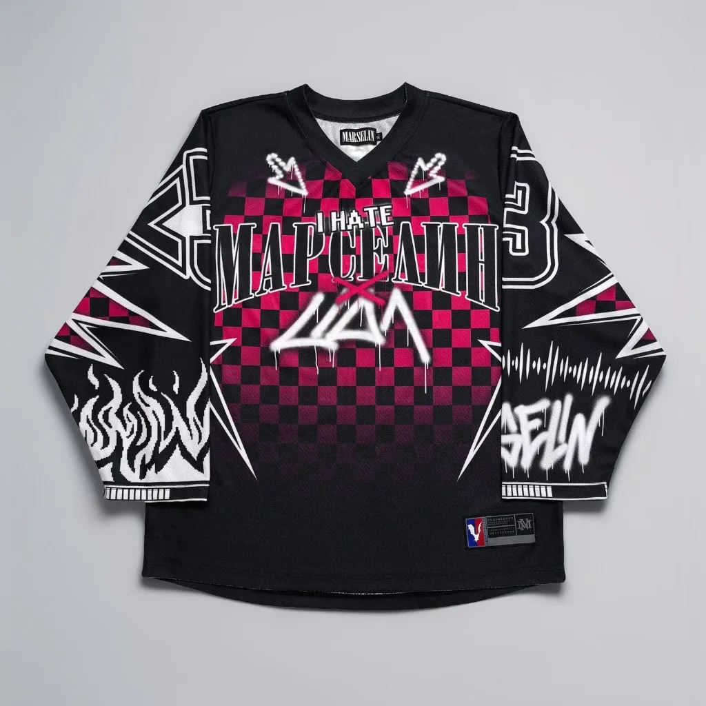 

Y2k марселин Jersey Long Sleeves T-shirt Harajuku Vintage Streetwear Casual Baseball Jersey Casual Top Oversized Women Clothing