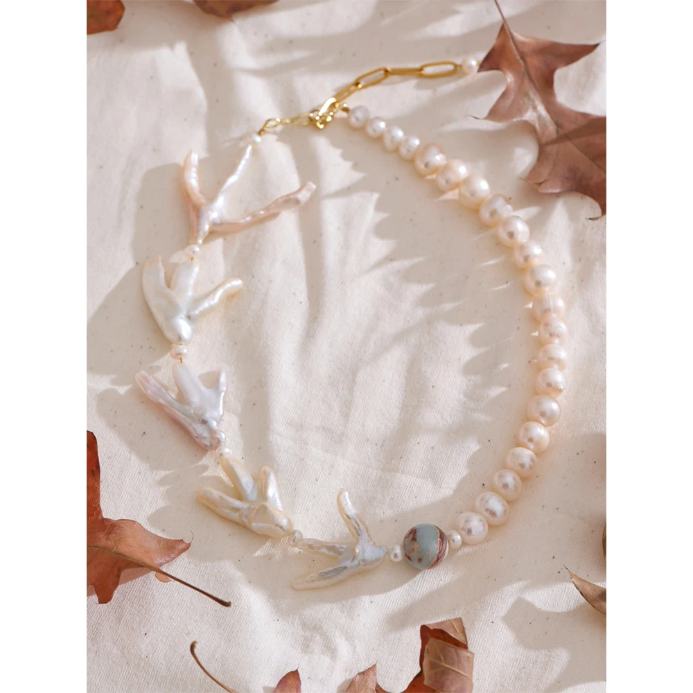 Yhpup Luxury Jewelry with Box Package Irregular Baroque Natural Pearls Beads Handmade Short Necklace High Quality Accessories