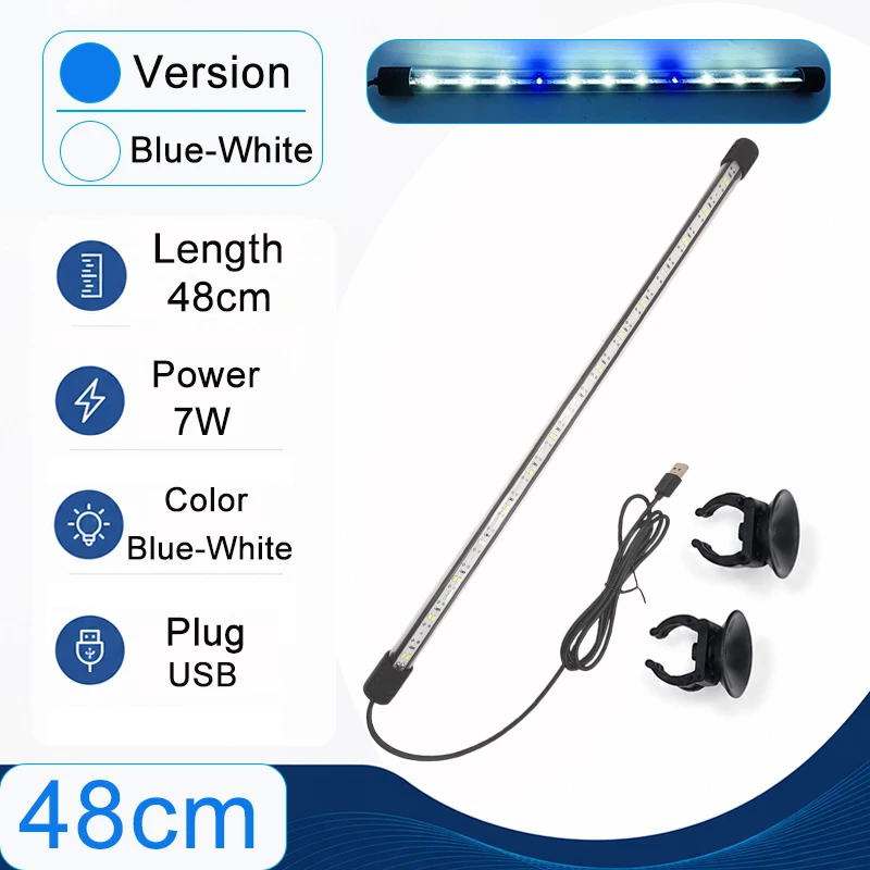 18-58cm USB Vollspektrum Aquarium LED-Lichtleiste Wasserdichte Tauchbare Fischbeckenlampe Unterwasser-Pflanzenwachstumsbeleuchtung – Detail 15