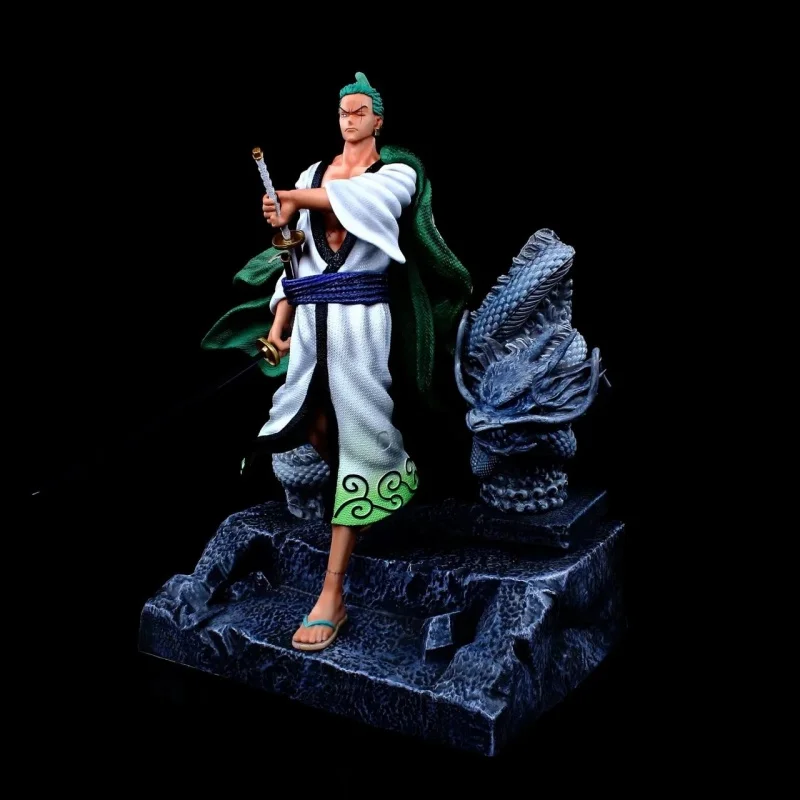 35cm Oversized Anime Figure One Piece Gk Wanokuni Kimono Cola Zoro Collectible Model Statue Boxed Figure Gift