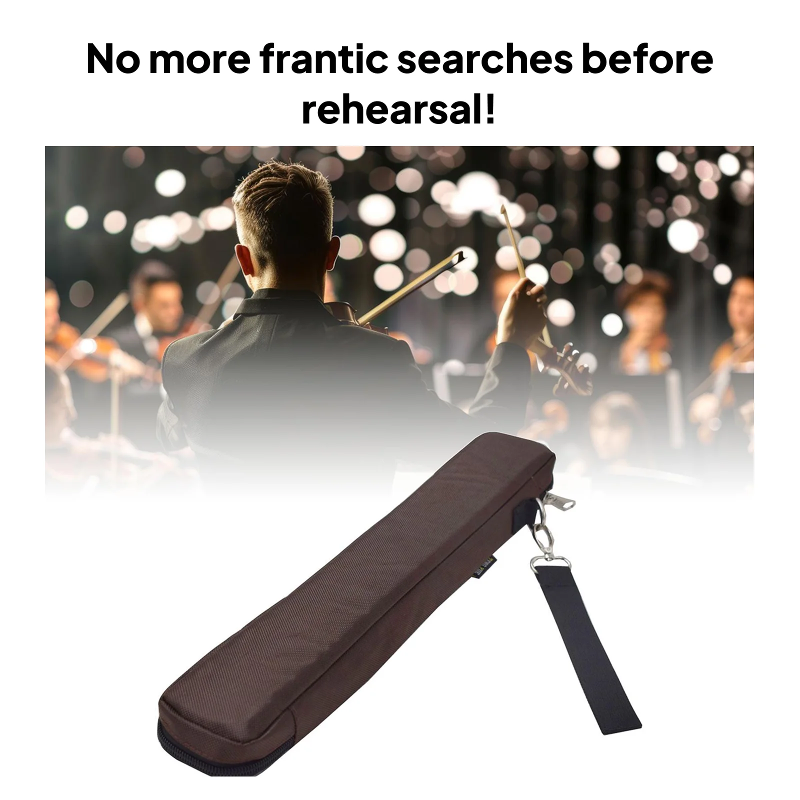 Conducting Music Box Case for Storing Portable Oxford Cloth Orchestra Director Baton Holder with Handle and Smooth Zipper