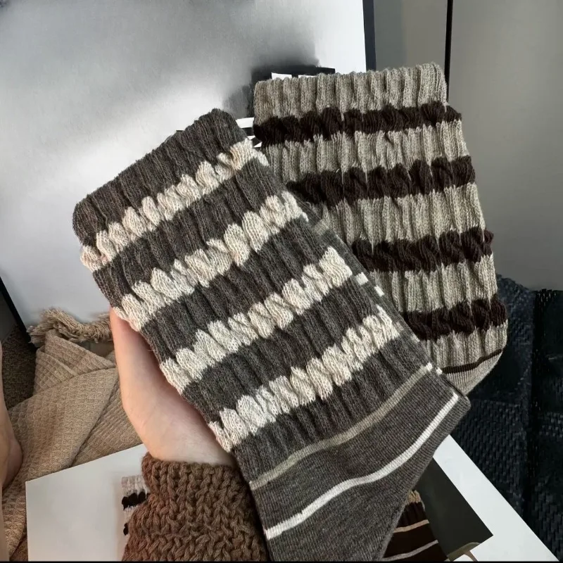 5 pairs Casual Comfortable Women's mid tube Socks Spring Autumn New Striped Stacked Socks Fashion Versatile Women's Socks/