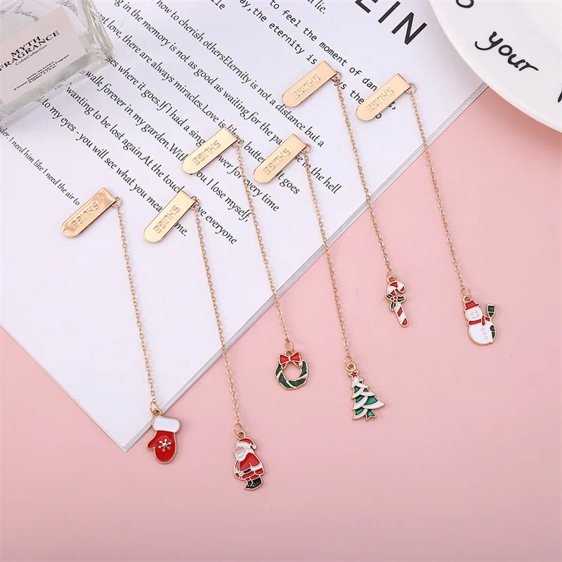 24 pcs/lot Creative Santa Claus Magnet Bookmark Cute Book Marks Paper Clip School Office Supplies wholesale