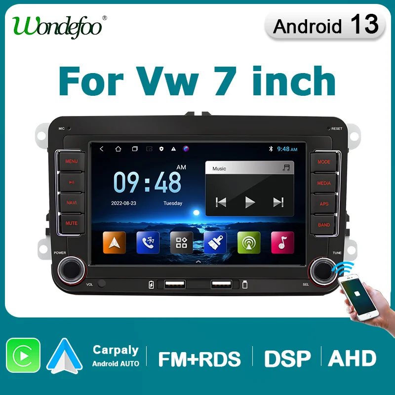 Мультимедийный плеер Wondefoo Auto Magneto 2 Din с 7-дюймовым экраном Android 13 Wi-Fi для Volkswagen Golf Polo Passat CC Sko... Мультимедийный плеер Wondefoo Auto Magneto 2 Din с 7-дюймовым экраном Android 13 Wi-Fi для Volkswagen Golf Polo Passat CC Sko...