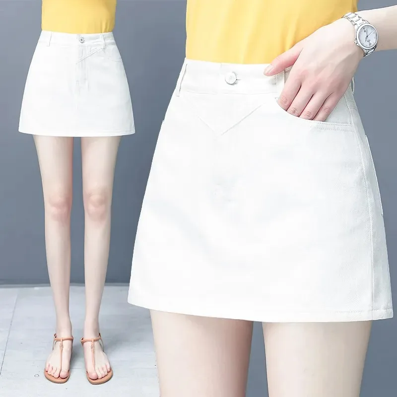 

Новые летние женские шорты-юбка с эффектом двухслойности, широкие брюки с высокой талией, свободные, стройнящие