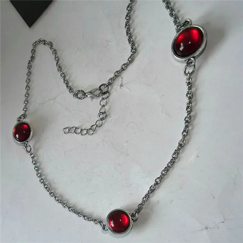 2000s Gothic Harajuku Double-Sided Niche Design Retro Chain Wine Red Round Bead Necklace for Men Gyaru Accessories