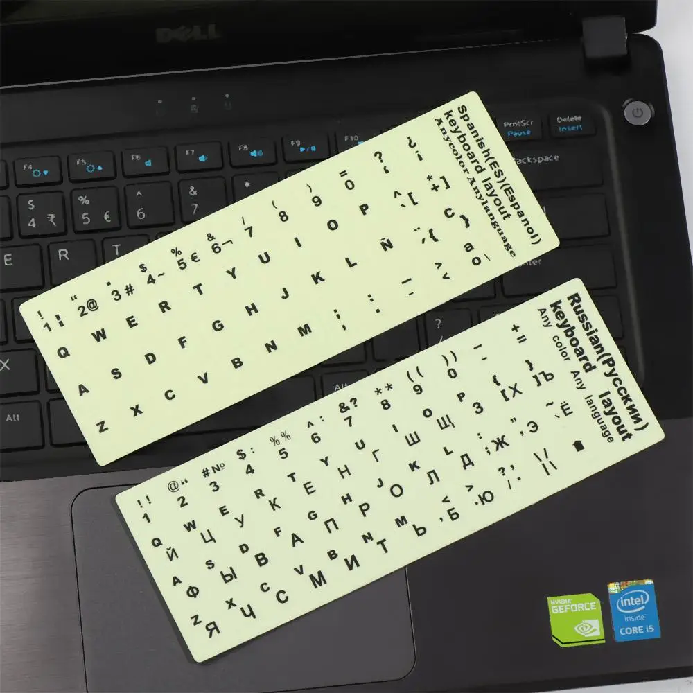 Multiple Language Laptop Keyboard Spanish English Deutsch Keyboard Stickers Protective Film Luminous Alphabet Layout