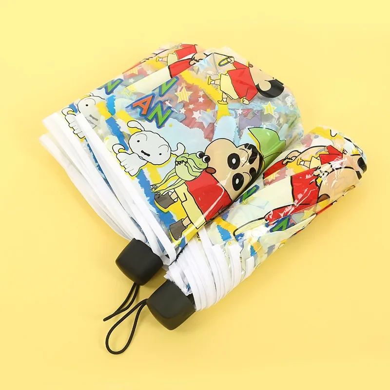 بانداي جديد تلوين شينشان مظلة يدوية شفافة شخصيات كرتونية المحمولة التلقائي المظلة المضادة للأشعة فوق البنفسجية متعددة الوظائف فتاة هدية