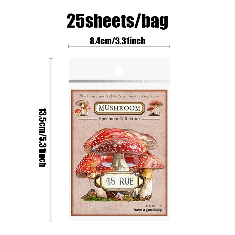 25 ورقة/حزمة ملصقات الفطر الغامض خمر DIY بها بنفسك الحرف سكرابوكينغ جراب هاتف مخطط مجلة الديكور #6