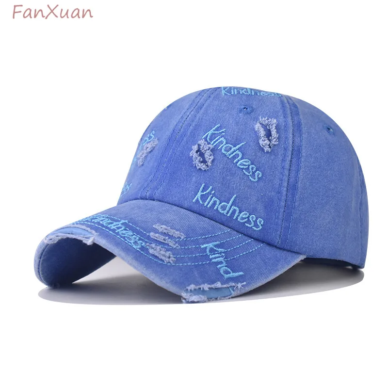 

distressed cotton baseball cap women men unisex outdoor casual solid color letters embroidered